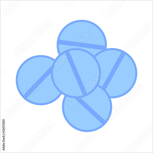 Handful of pills capsules and vitamin supplements design set. Medication dose by prescription. Medicine and healthcare concept. Vector illustration