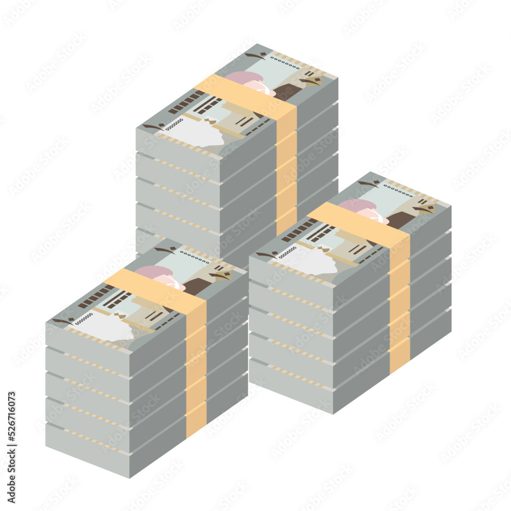 Rial Omani Vector Illustration. Oman money set bundle banknotes. Paper money 10 OMR. Flat style. Isolated on white background. Simple minimal design. Rial Omani Vector Illustration. Oman money set bundle banknotes. Paper money 10 OMR. Flat style. Isolated on white background. Simple minimal design.