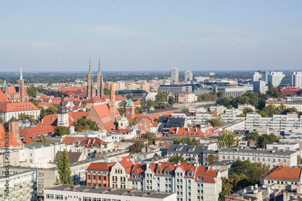 Wroclaw, Poland, market square, view of the sights of the city . Colorful cities concept. Travel Europe.
