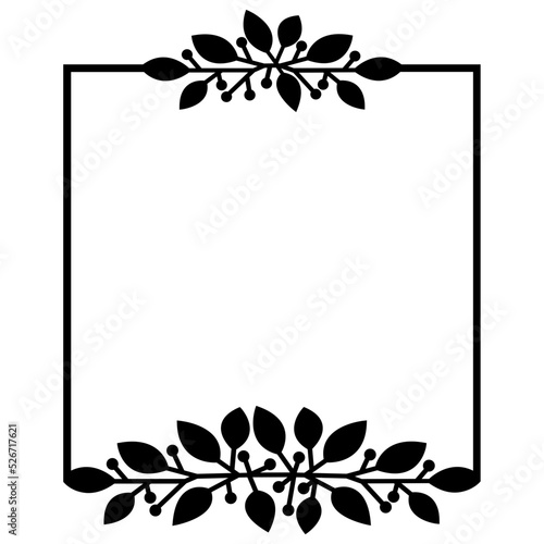 Square leaf monogram frame svg, Monogram border svg