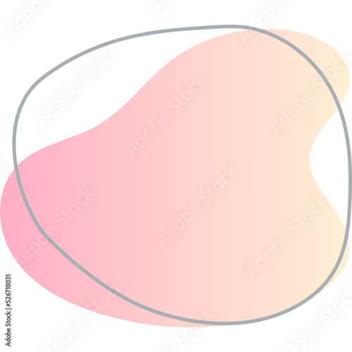 Organic blob shape with irregular form abstract gradient color illustration. Random oval figure with line, asymmetric spot, round amoeba blot. contemporary bubble blotch background