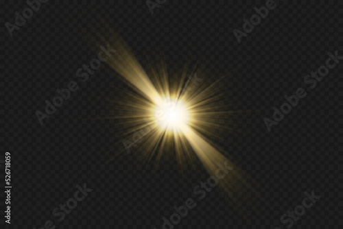 Light effects  glare  glitter  explosion  golden light  Vector illustration. shining golden stars.