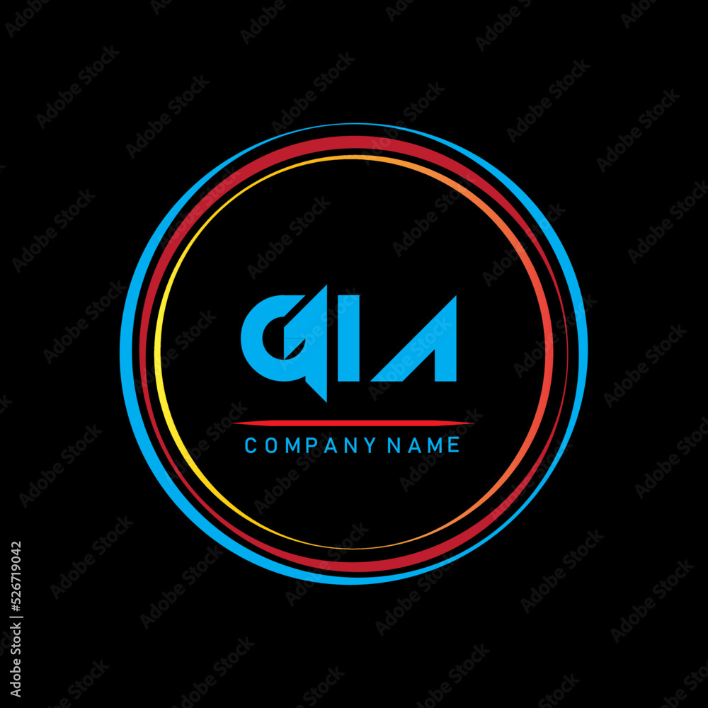 G I A,GIA Logo Design,GIA Letter Logo Design On Black Background,Three