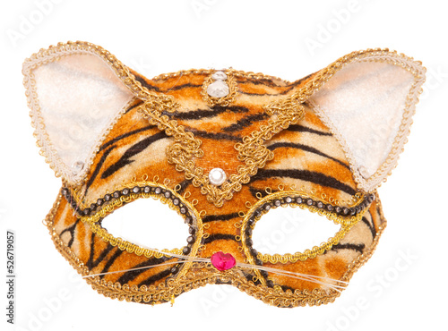 tiger masquerade party mask on transparent background