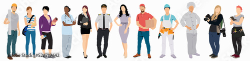 Set of people with diverse profession. Illustration, occupation.