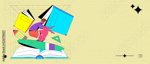 Reading character flat vector concept operation illustration
