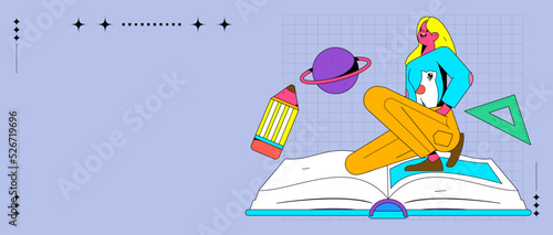 Reading character flat vector concept operation illustration
