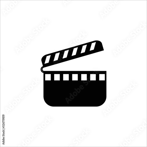 Movie clapper board film icon | black vector sign design