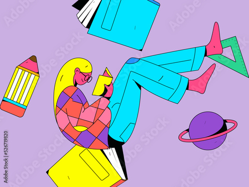 Reading character flat vector concept operation illustration
