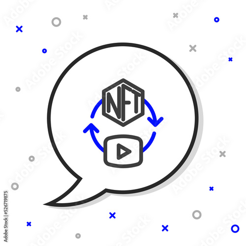 Line NFT Digital crypto art icon isolated on white background. Non fungible token. Colorful outline concept. Vector