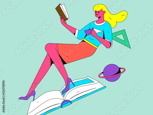 Reading character flat vector concept operation illustration
