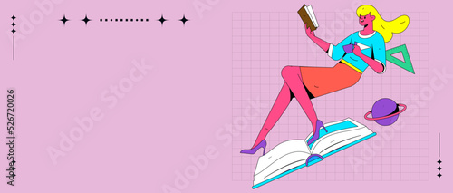 Reading character flat vector concept operation illustration
