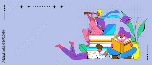 Reading character flat vector concept operation illustration
