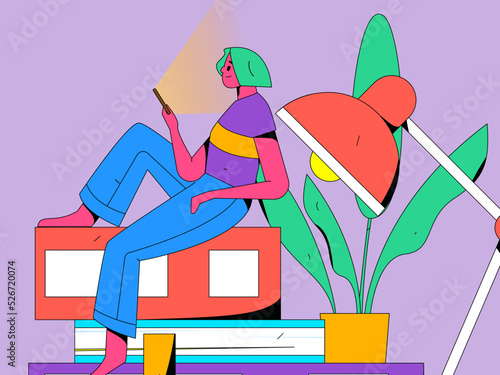 Reading character flat vector concept operation illustration
