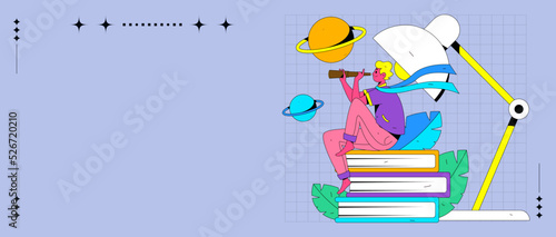 Reading character flat vector concept operation illustration
