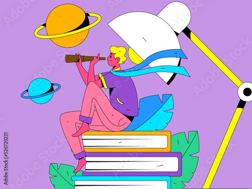 Reading character flat vector concept operation illustration
