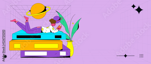 Reading character flat vector concept operation illustration
