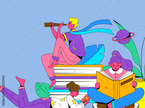 Reading character flat vector concept operation illustration
