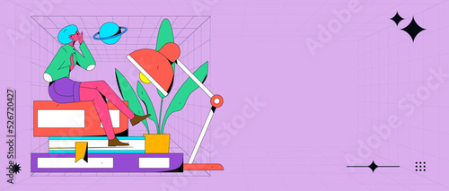 Reading character flat vector concept operation illustration
