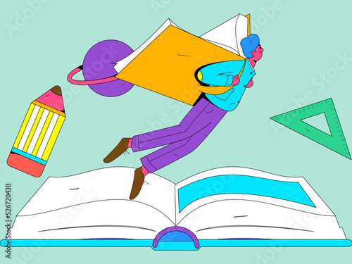 Reading character flat vector concept operation illustration
