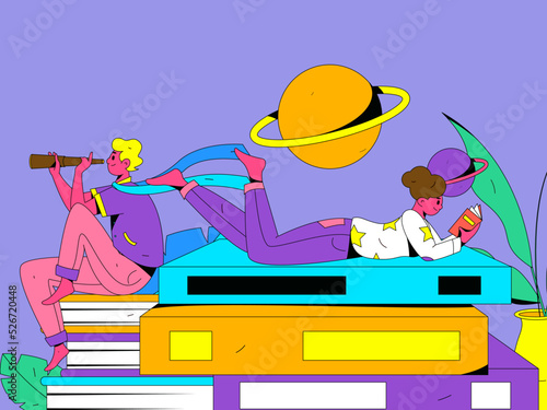 Reading character flat vector concept operation illustration
