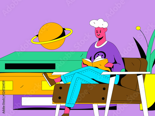 Reading character flat vector concept operation illustration
