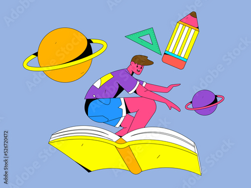 Reading character flat vector concept operation illustration
