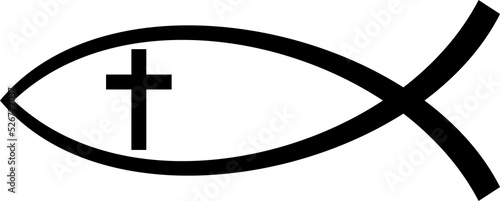 Christian fish symbol with cross png illustration