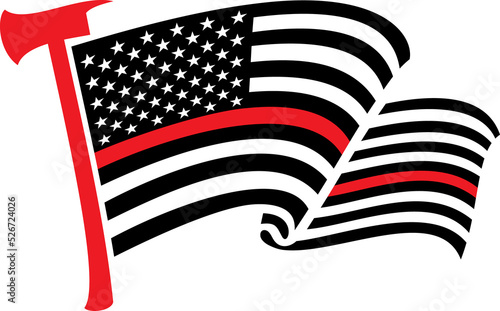 Photography United States of America Thin Red Line (firefighter) flag with axe png illustrat