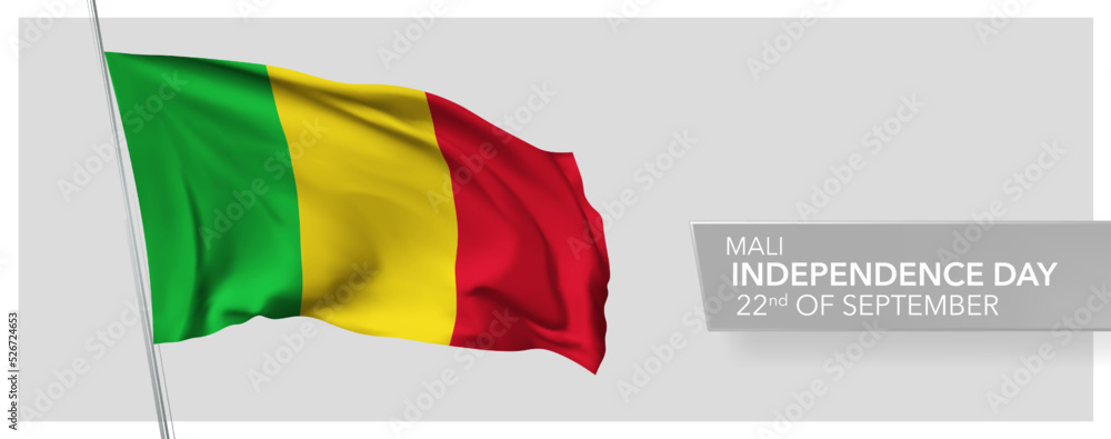 Mali happy independence day greeting card, banner vector illustration