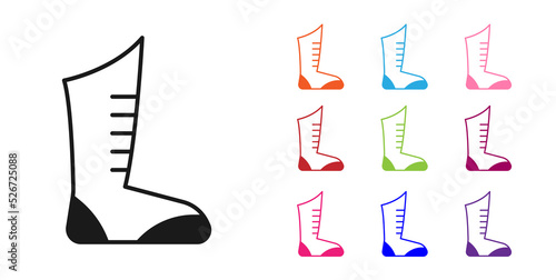 Black Sport boxing shoes icon isolated on white background. Wrestling shoes. Set icons colorful. Vector