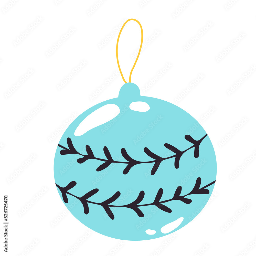 Obraz premium Christmas tree toy. Golden ball isolated on white background. Set of hand drawn christmas baubles Decoration isolated elements. Doodles and sketches vector illustration