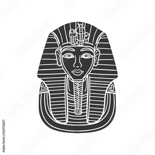 Tutankhamen Icon Silhouette Illustration. Ancient Egypt Vector Graphic Pictogram Symbol Clip Art. Doodle Sketch Black Sign.