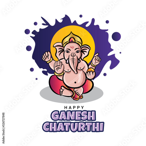 Ganesh chaturthi greetings with lord ganesha color illustration