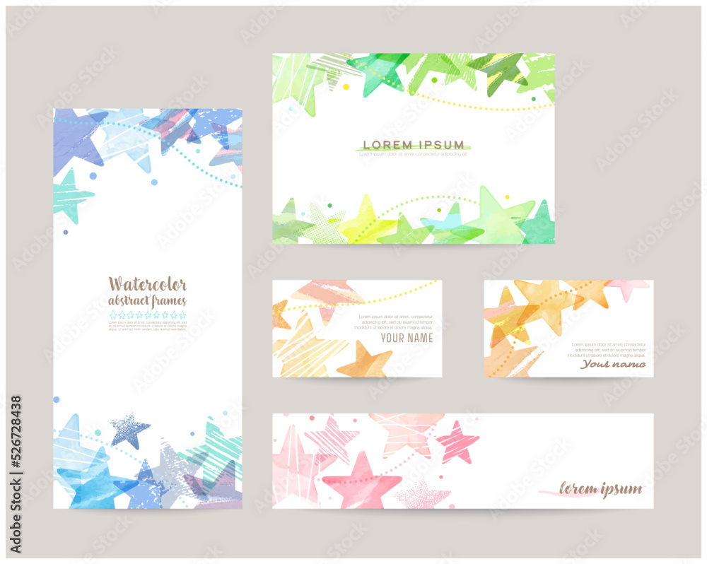 leaflet cover, card, business cards, banner design templates set (star)