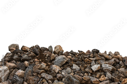 Isolate pile of large and small granite stack is mixed with the loamy soil, which is still wet.