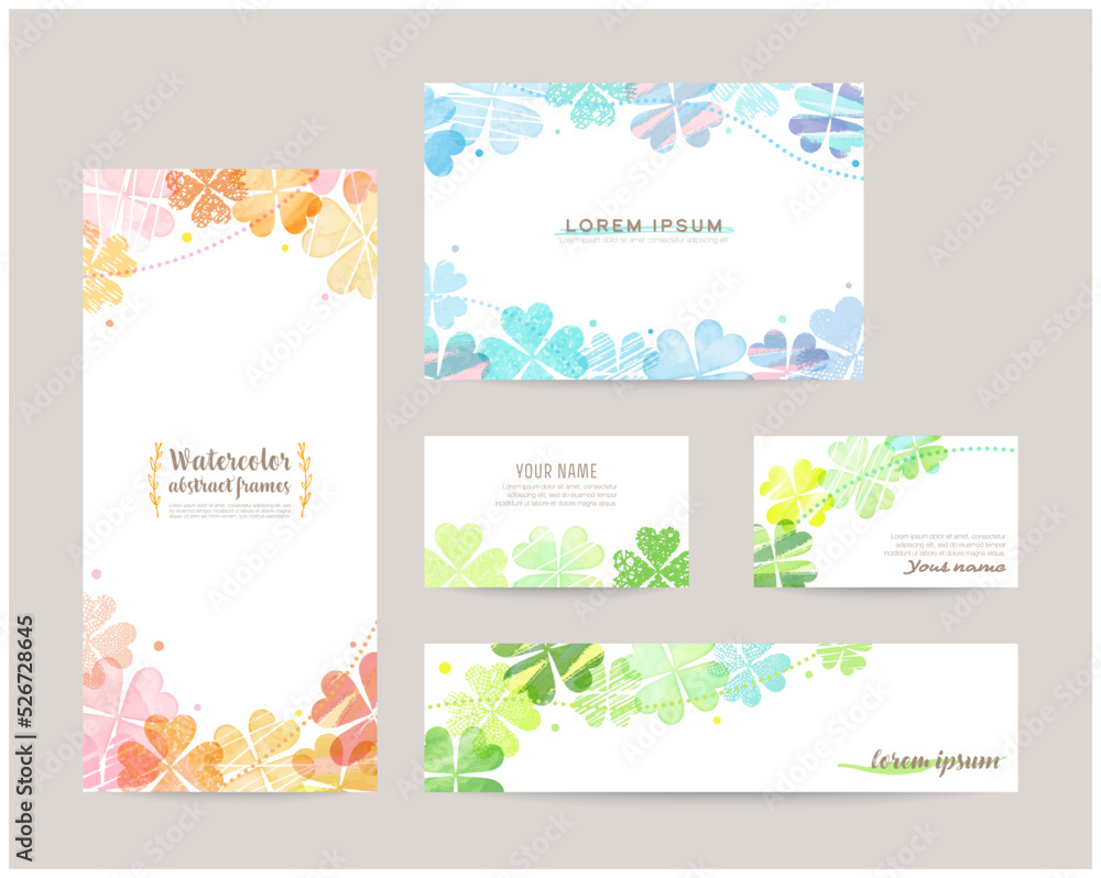 leaflet cover, card, business cards, banner design templates set (clover)