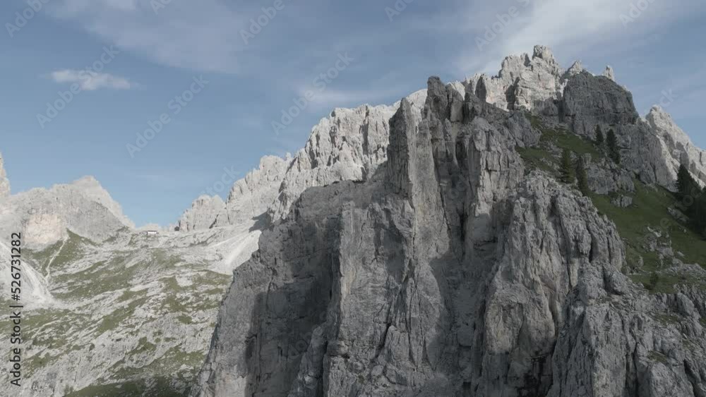 Mountain Crest Aerial Drone with Clouds Video. 4K Mountain Peak Aerial Footage in the Dolomites Italy D-Cinelike Log format Mountain Crest Aerial Drone with Clouds Video. 4K Mountain Peak Aerial Footage in the Dolomites Italy D-Cinelike Log format