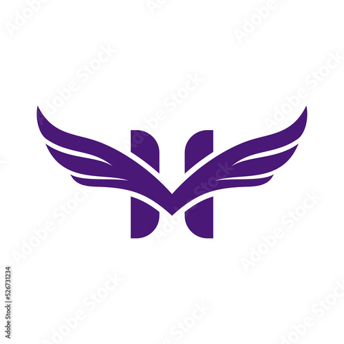 Wing and letter H combination Minimalist elegant logo design