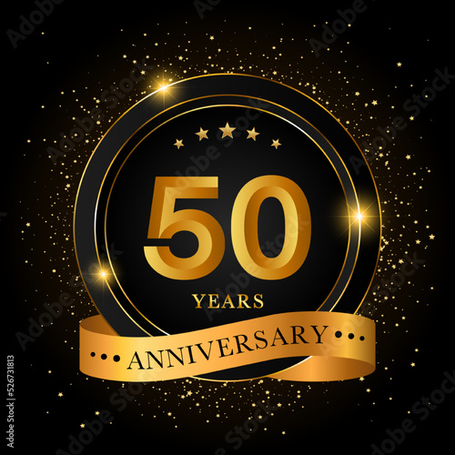 50 Years Anniversary. Golden anniversary celebration template design, Vector illustrations.