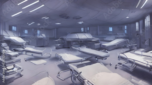 Artistic concept painting of a beautiful sci-fi futuristic hospital. Tender and dreamy design, background illustration. © 4K_Heaven