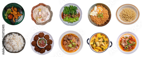 Fotografia Thai food set in a plate on a white background