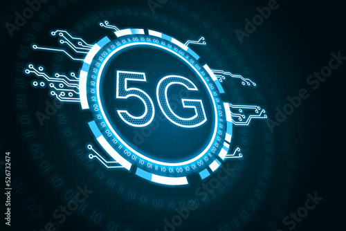 5G network internet mobile wireless hologram icon.