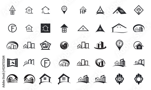 Real State Logo Design, Icon pack, bundle pack Black color flat icon set, business icon 