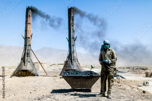 Brick factory near Bagram city and military bases in Afghanistan Fototapet