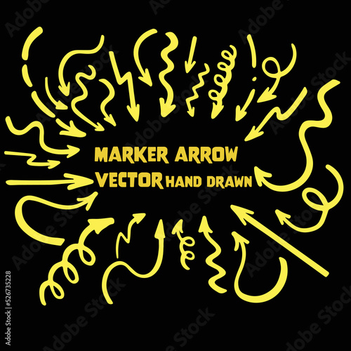 vector collection of marker arrows. Hand drawn doodle arrows and pointers for your design