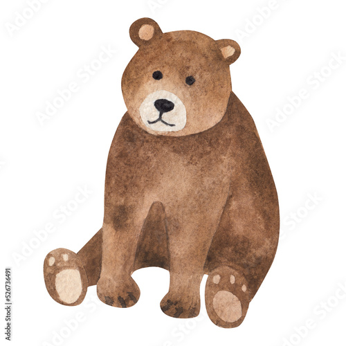Brown bear sitting, watercolor illustration © An Chubenko
