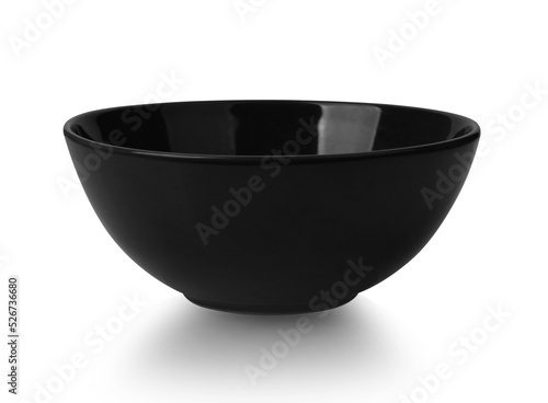 Empty Black bowl on white background .