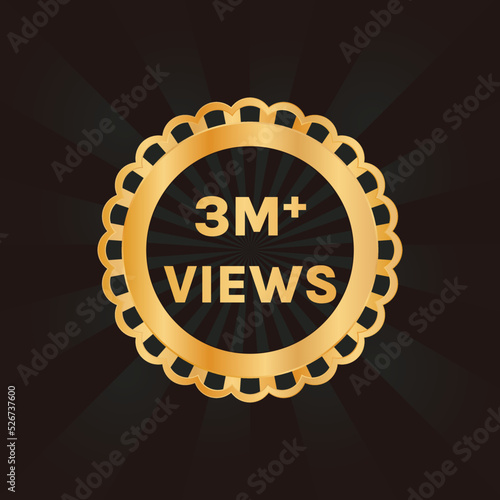 3 million views or 3m views celebration background design vector