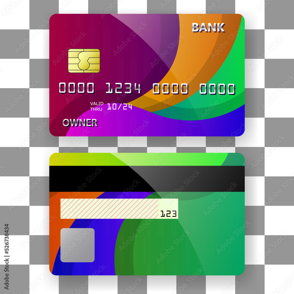 credit card template background design simple wave Stock Vector | Adobe